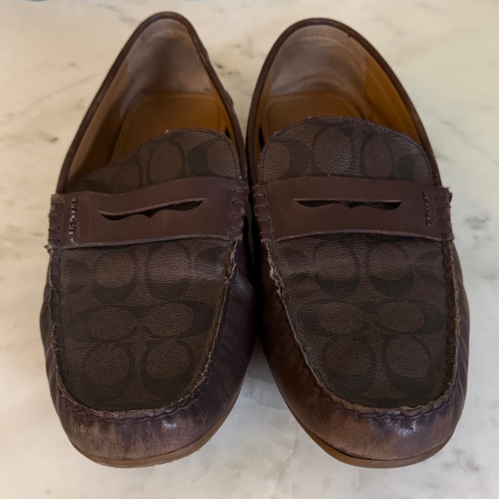 Coach Dark Brown Monogram Loafers